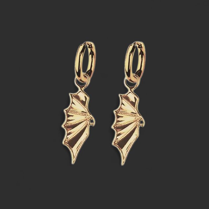 Pair of 316L Stainless Steel Gold Dragon Wing Earrings