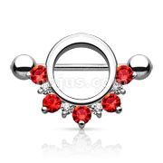14G Red Half Circle CZ Lined 316L Surgical Steel Nipple Shield