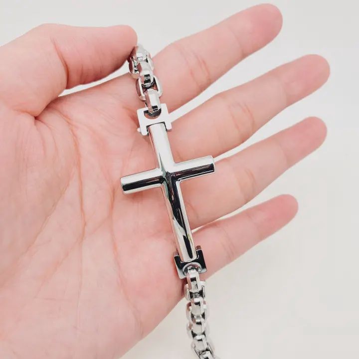 Stainless Steel Cross Charm Chain Bracelet