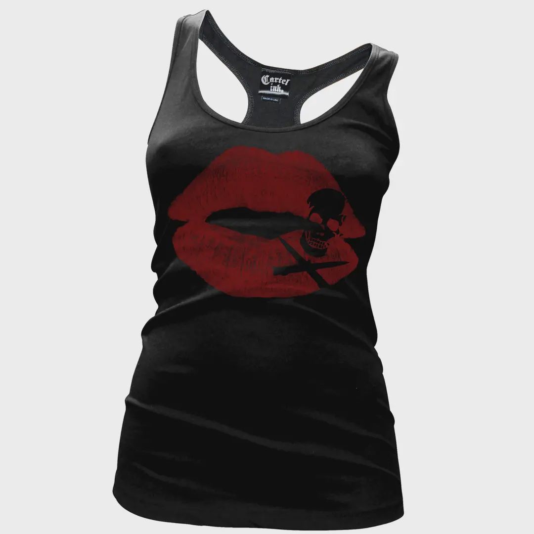 Kiss of Death Women's Black Racer Back Tank 3X