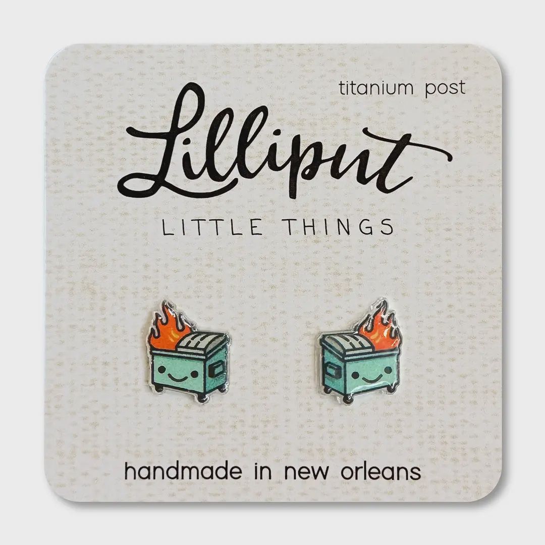 Kawaii Dumpster Fire Earrings