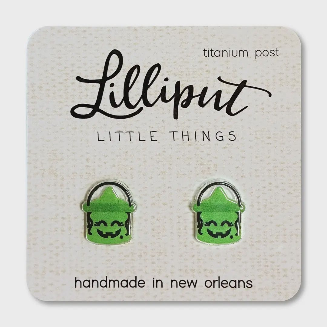 Retro Treat Bucket Earrings - Witch