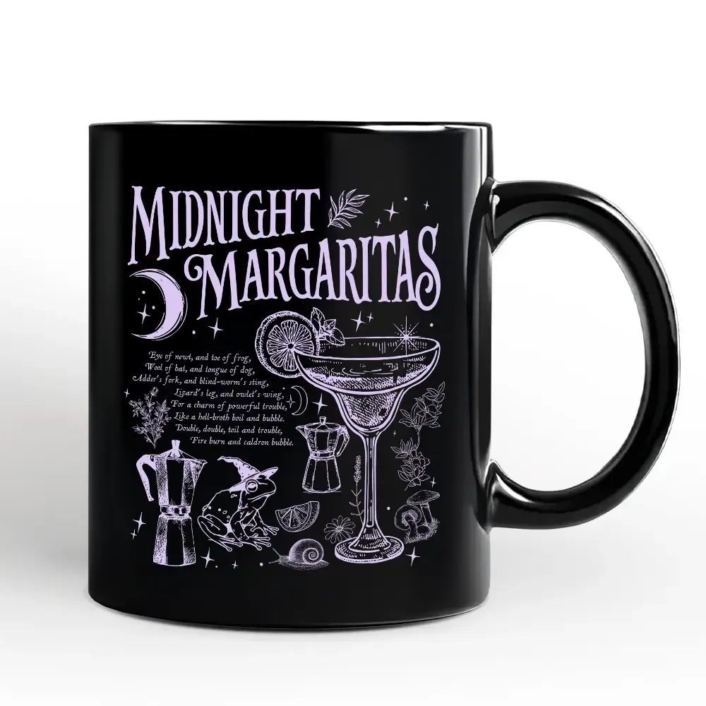 Midnight Margaritas Halloween Personalized Mug, Whimsical Gift For Drinking Witches