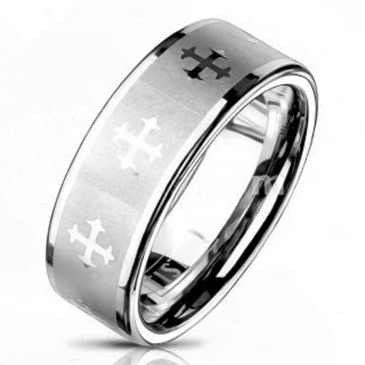 Celtic Cross Around Brushed Finish Center With Glossy Edges Tisten Rings
