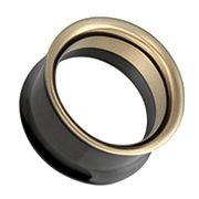 8G 3mm Black and Gold 316L Surgical Steel Screw Fit Double Flared Tunnel Pair