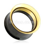 9/16" 14mm Black and Gold 316L Surgical Steel Screw Fit Double Flared Tunnel Pair
