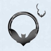 16GA 3/8" Black 316L Surgical Steel Hinged Bat Segment Ring