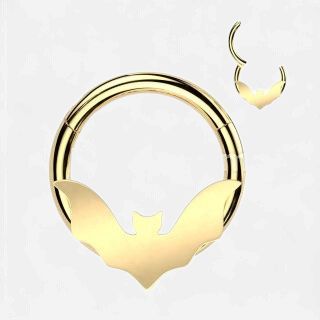 16GA 3/8" Gold 316L Surgical Steel Hinged Bat Segment Ring