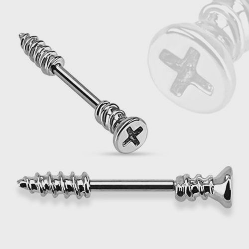 Pair Screw Shaped 316L Surgical Stainless Steel Nipple Shields Rings