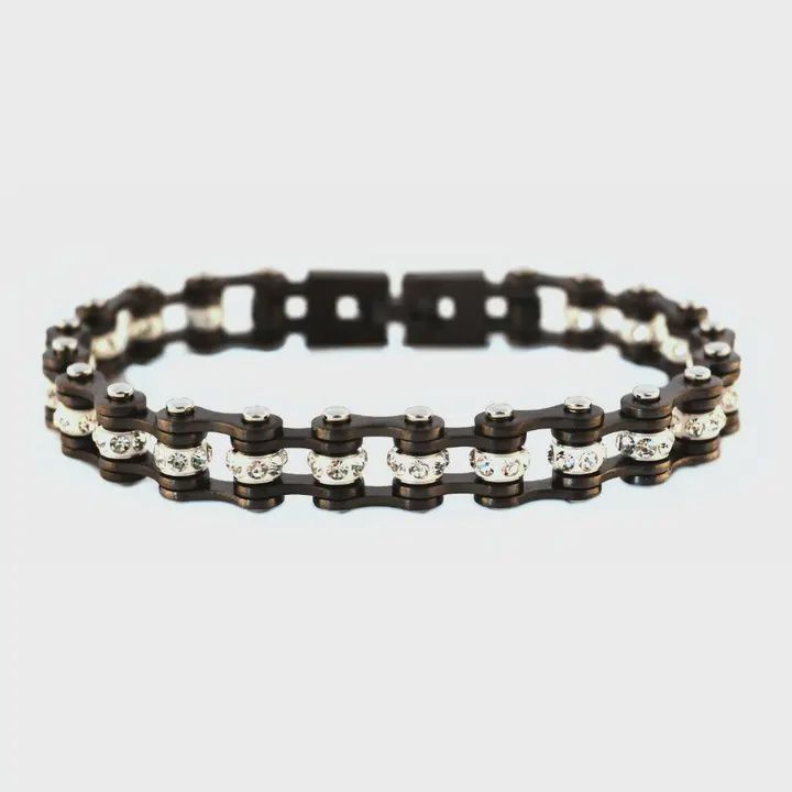 7.75" Mini Size Gunmetal with White Crystal Centers