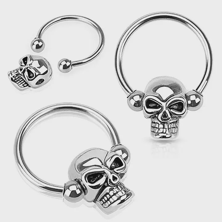 16g 1.2mm Skull Captive Bead Ring Circular Barbell