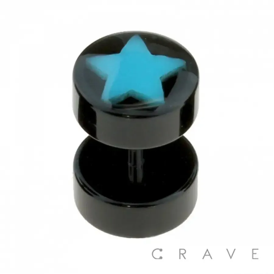 Epoxy Star Inlay Black and White Acrylic Fake Plug