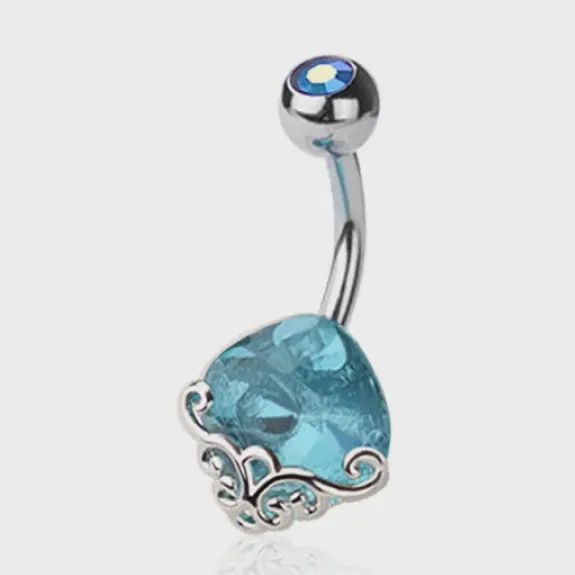 14g Obsidian Gem 316L Surgical Steel Navel Belly Ring