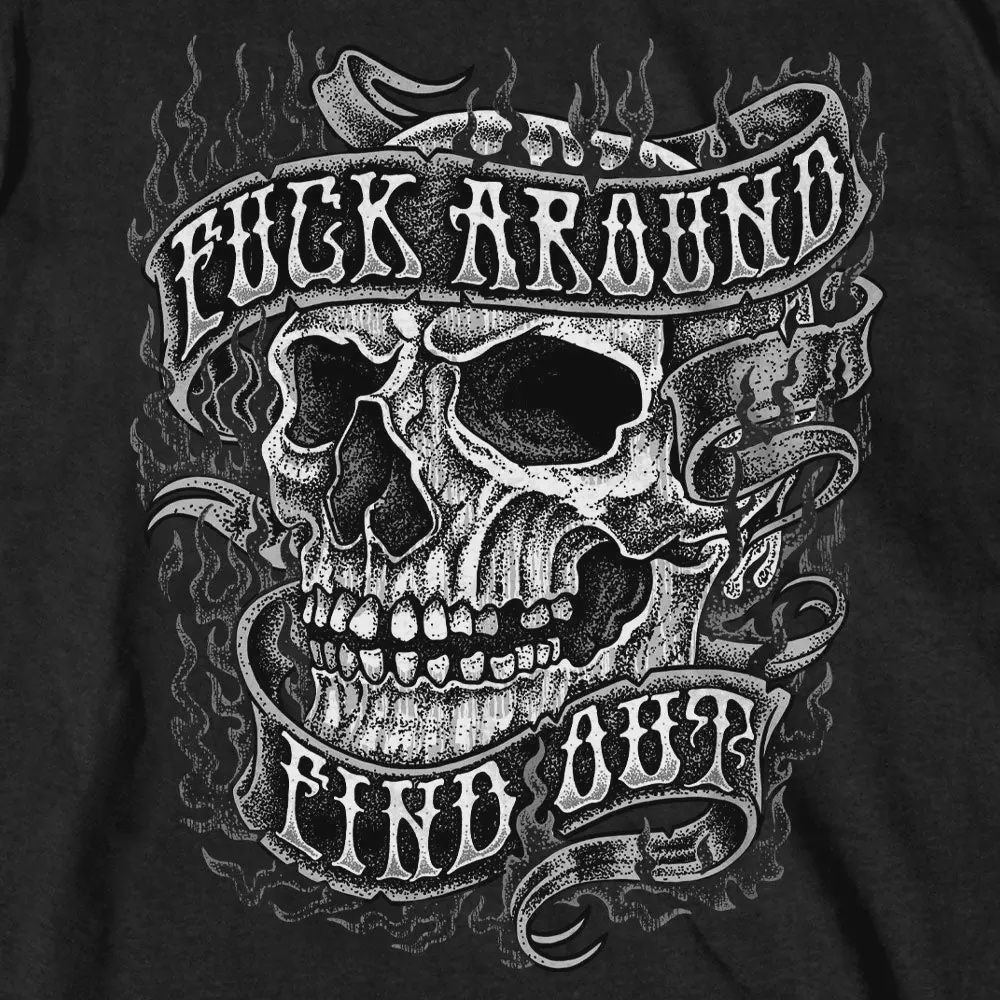 Medium Hot Leathers F Around Find Out Skull T-Shirt
