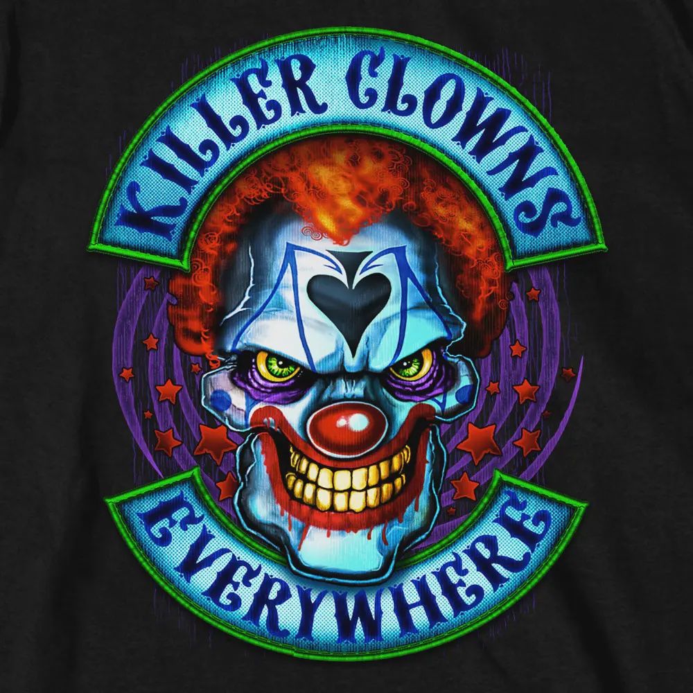 Medium Hot Leathers Men's Black Killer Clowns Double Sided T-Shirt