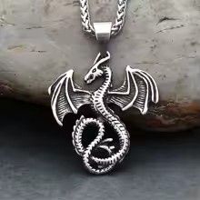Vintage Flying Dragon Pendant Necklace