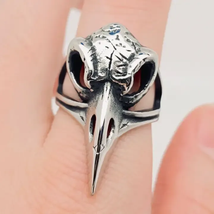 Viking Skull Crow Head Stainless Steel Ring