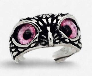 Pink Eye Owl Ring