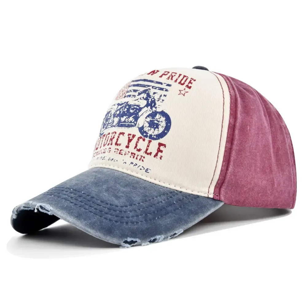 Wine Red Motorcycle Print Baseball Cap