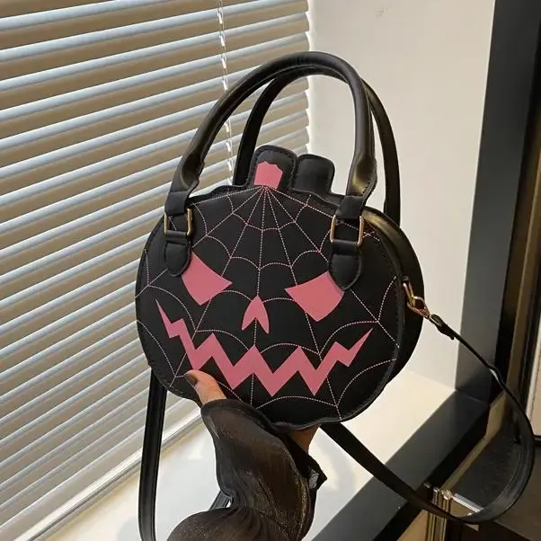 Pink Devil Pumpkin Handbag Halloween Crossbody Bag