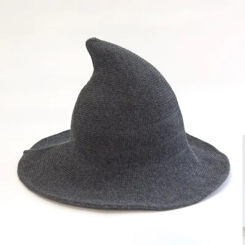 Knitted Witch Hat Dark Gray
