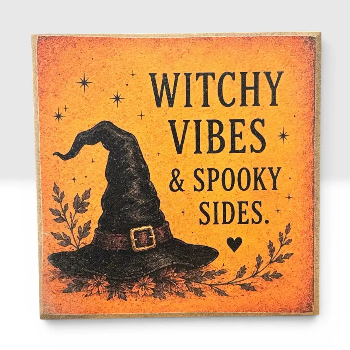 Witchy Vibes Spooky Sides – Halloween 4x4 Wood Decor Print