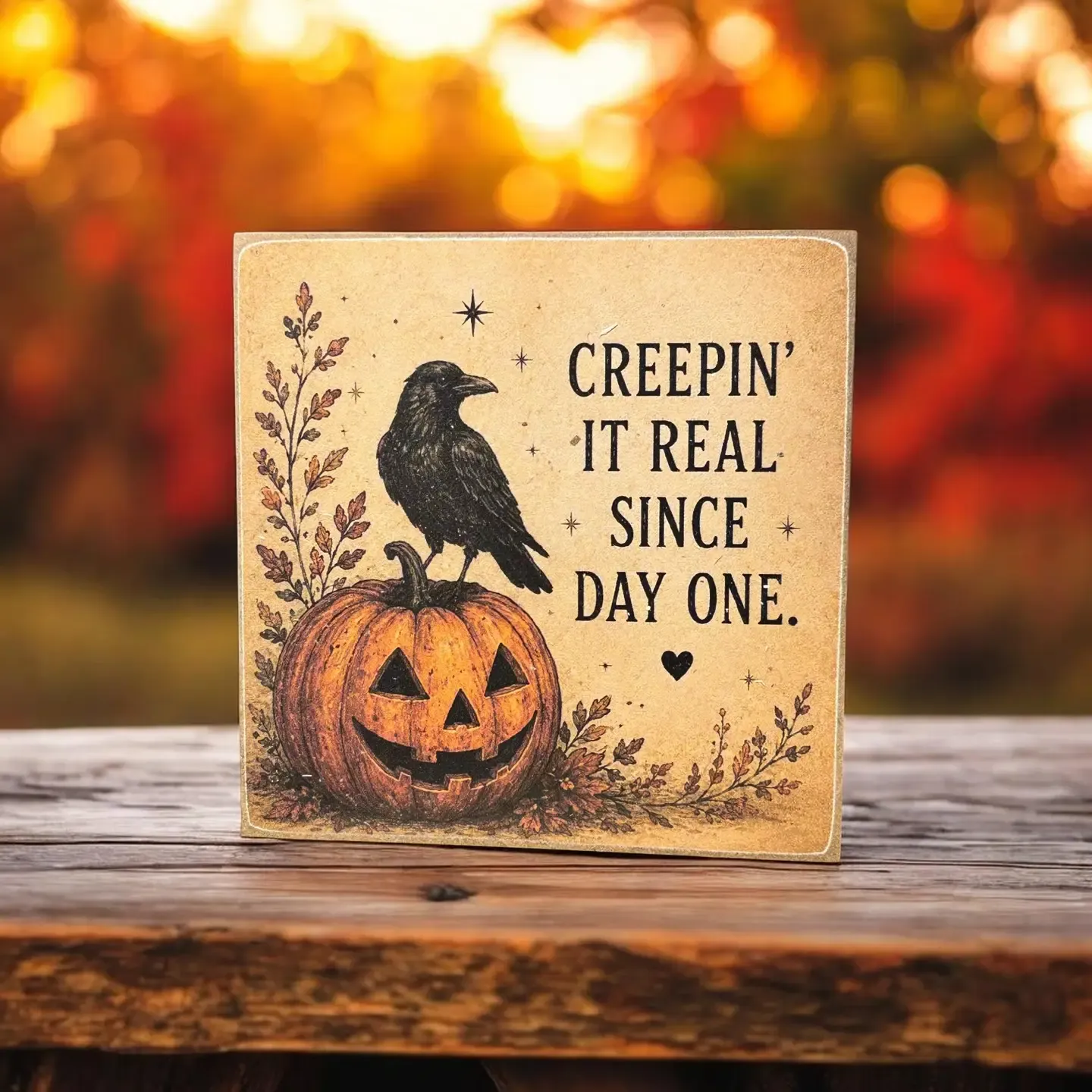 Creepin’ It Real – Halloween 4x4 Wood Decor Print