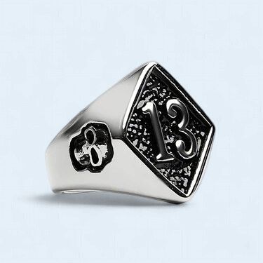 "13" and Skulls 316L Stainless Steel Signet Ring