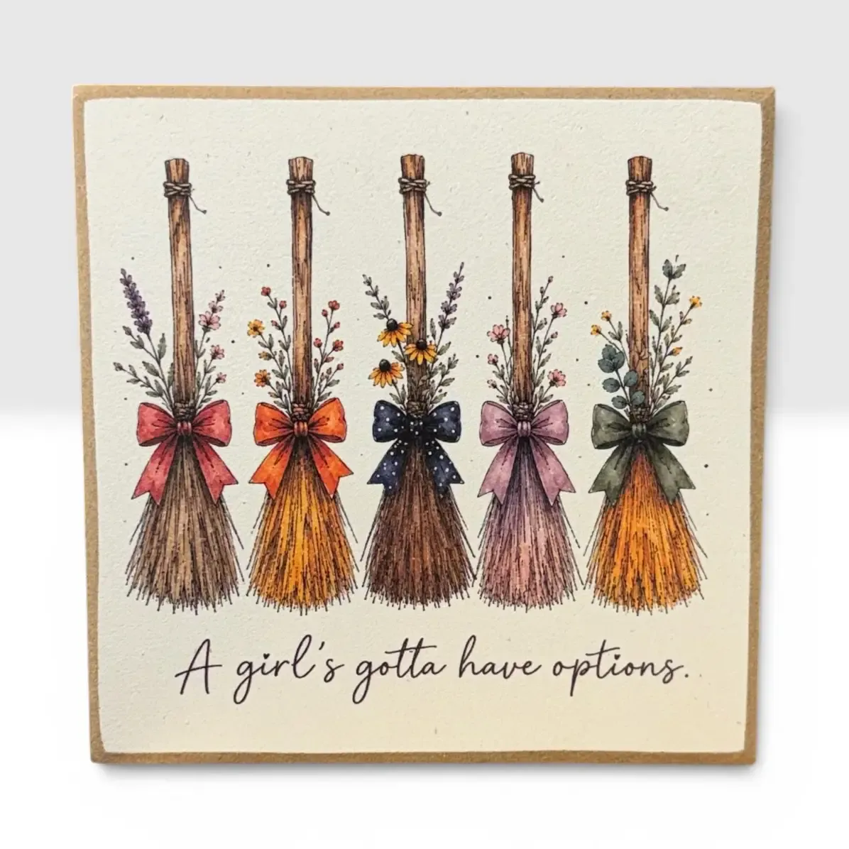 Girl’S Gotta Have Options – Halloween 4x4 Wood Decor Print