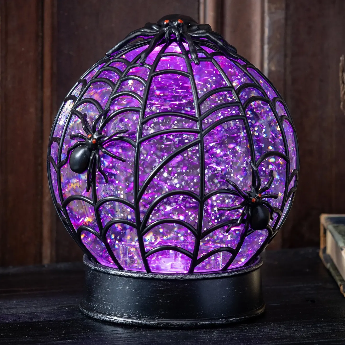 Spider Web Led Water Globe, 7.5"H