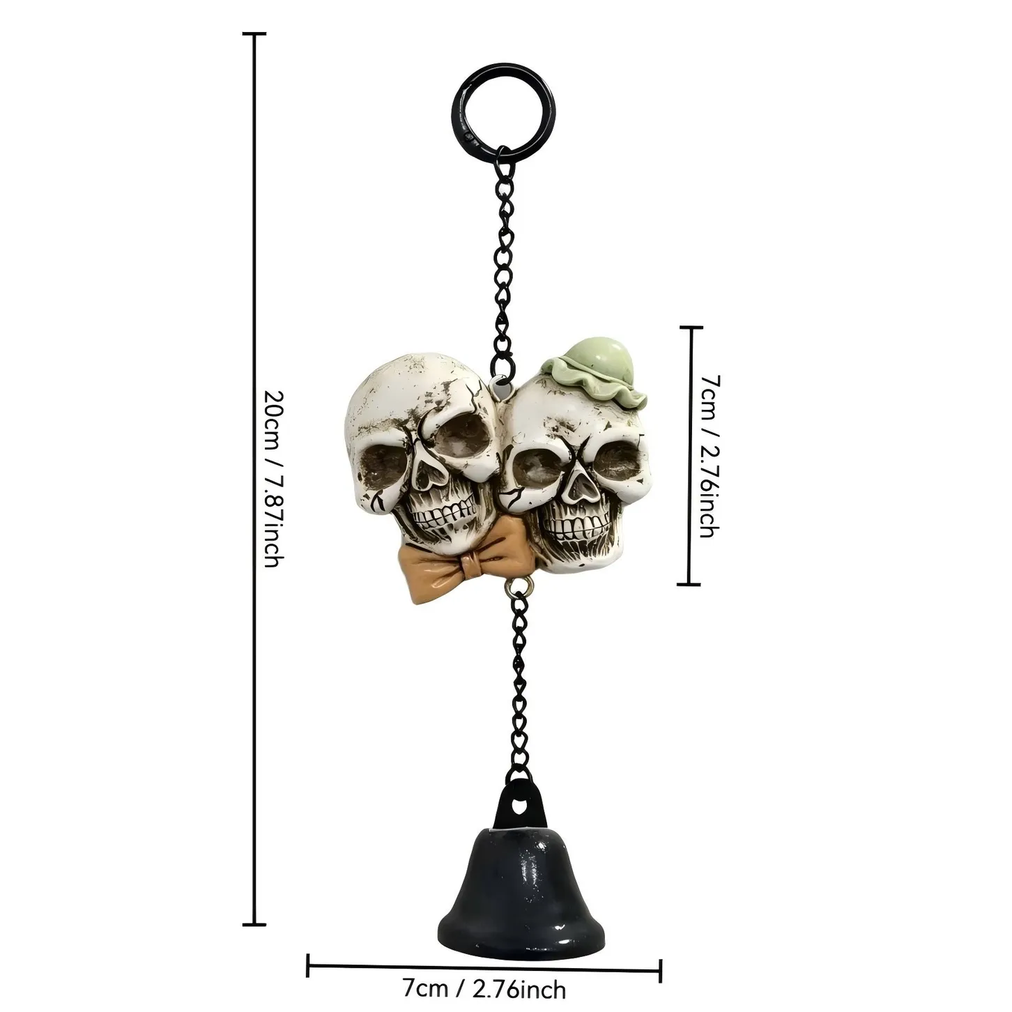 Skull Resin Halloween Bell Hanging Ornament Metal Chain Decor