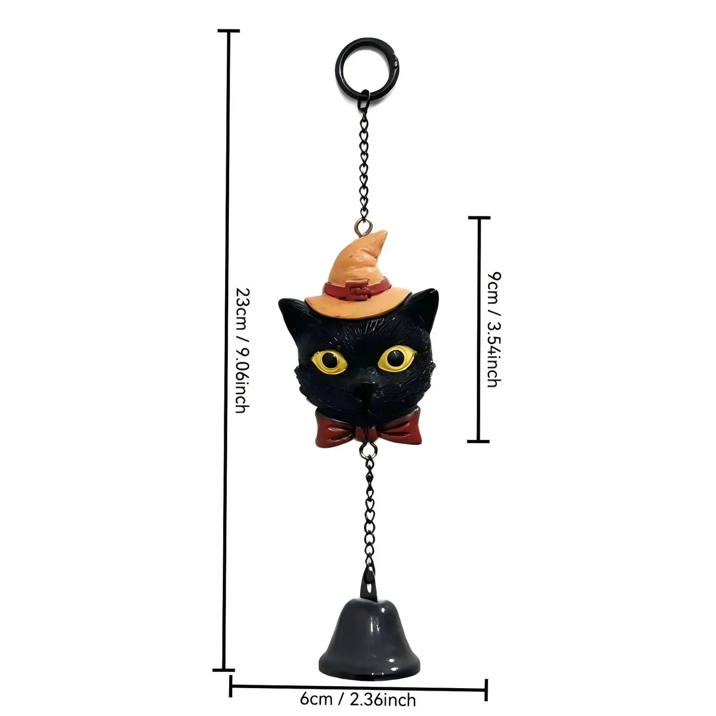 Cat Resin Halloween Bell Hanging Ornament Metal Chain Decor
