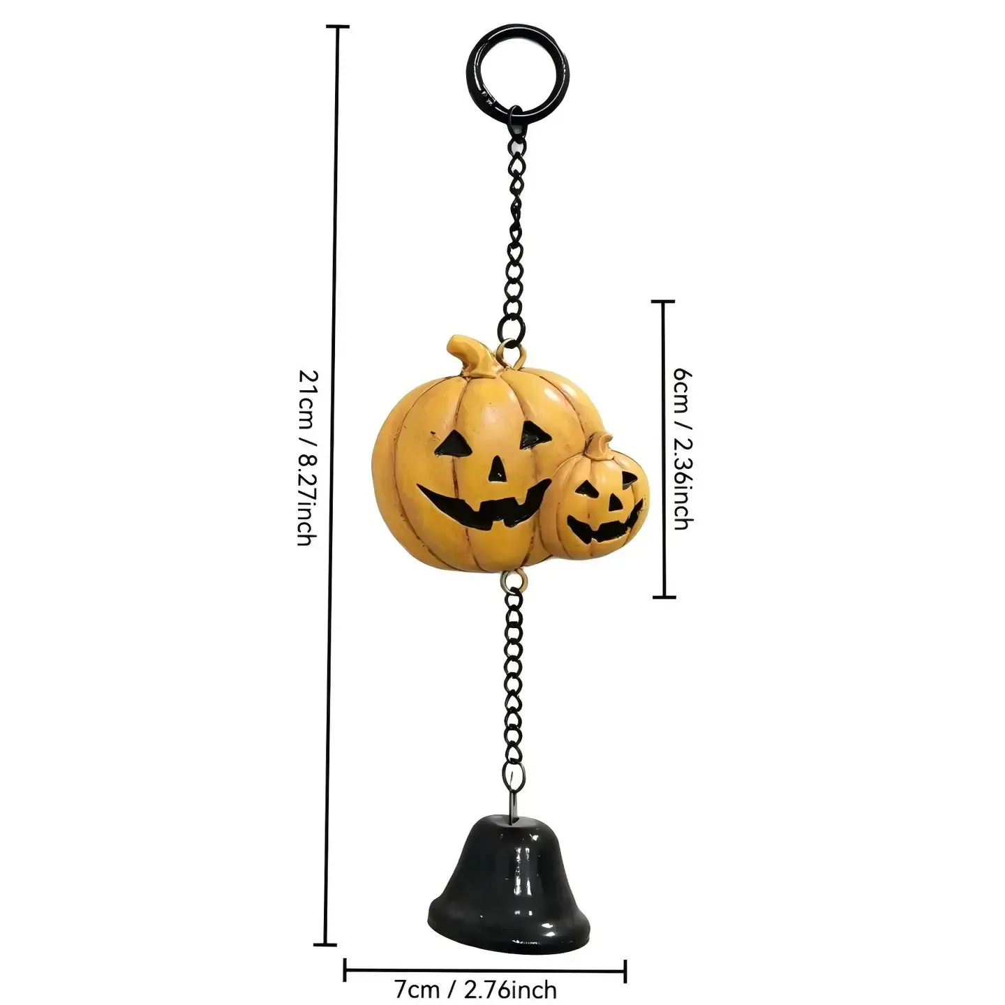 Pumpkin Resin Halloween Bell Hanging Ornament Metal Chain Decor