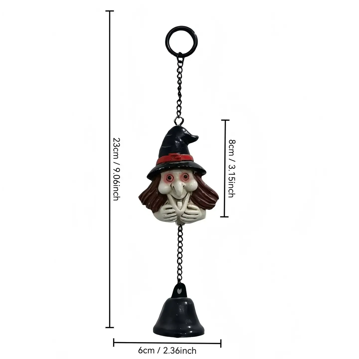 Witch Resin Halloween Bell Hanging Ornament Metal Chain Decor