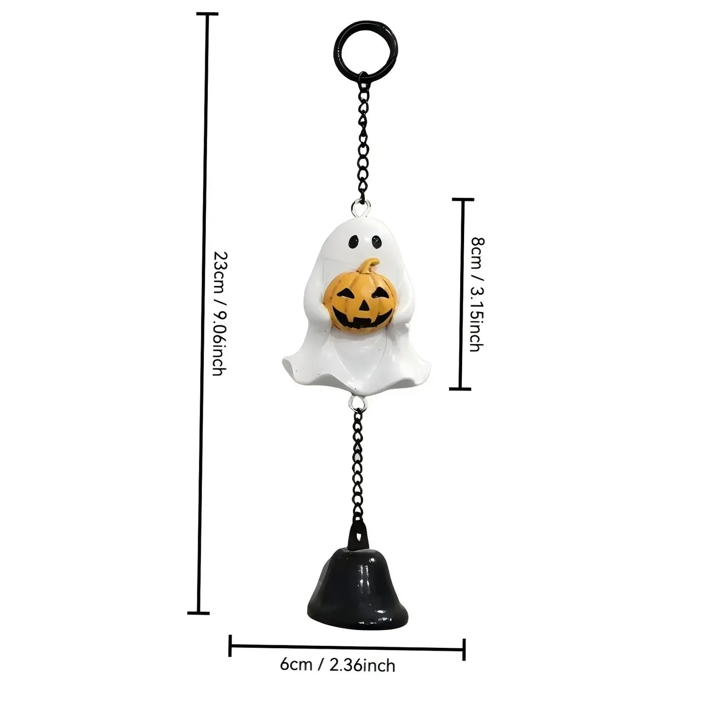 Ghost Resin Halloween Bell Hanging Ornament Metal Chain Decor
