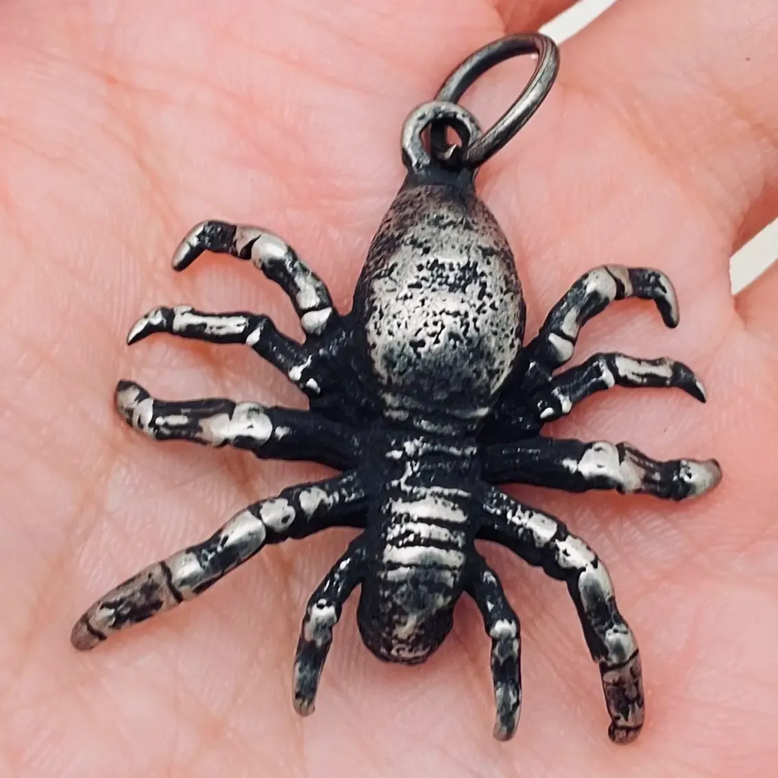Vintage Stainless Steel Spider Pendant