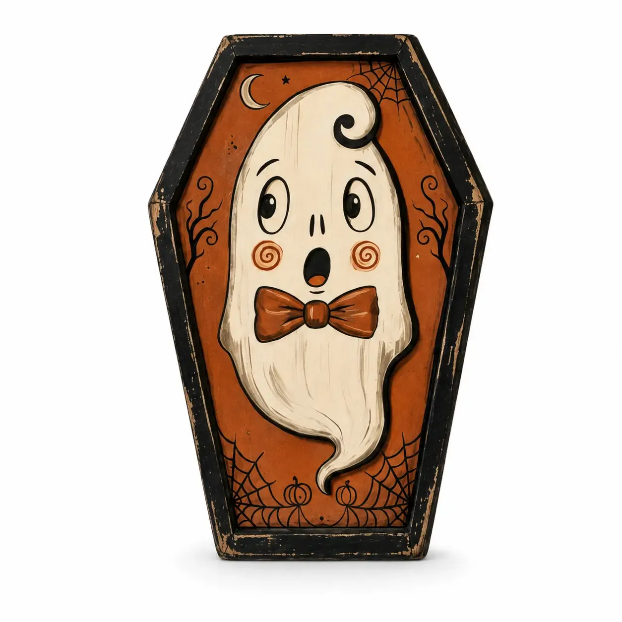 Halloween Wooden Coffin Ghost Tabletop Decoration