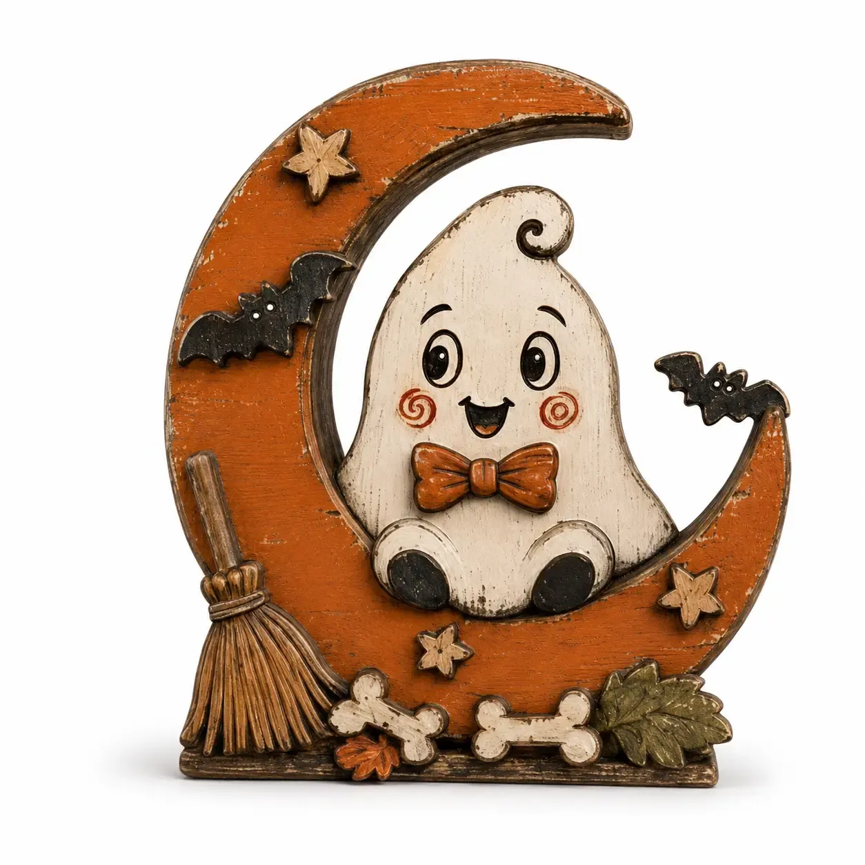 Halloween Wooden Table Decor Ghost Moon Display