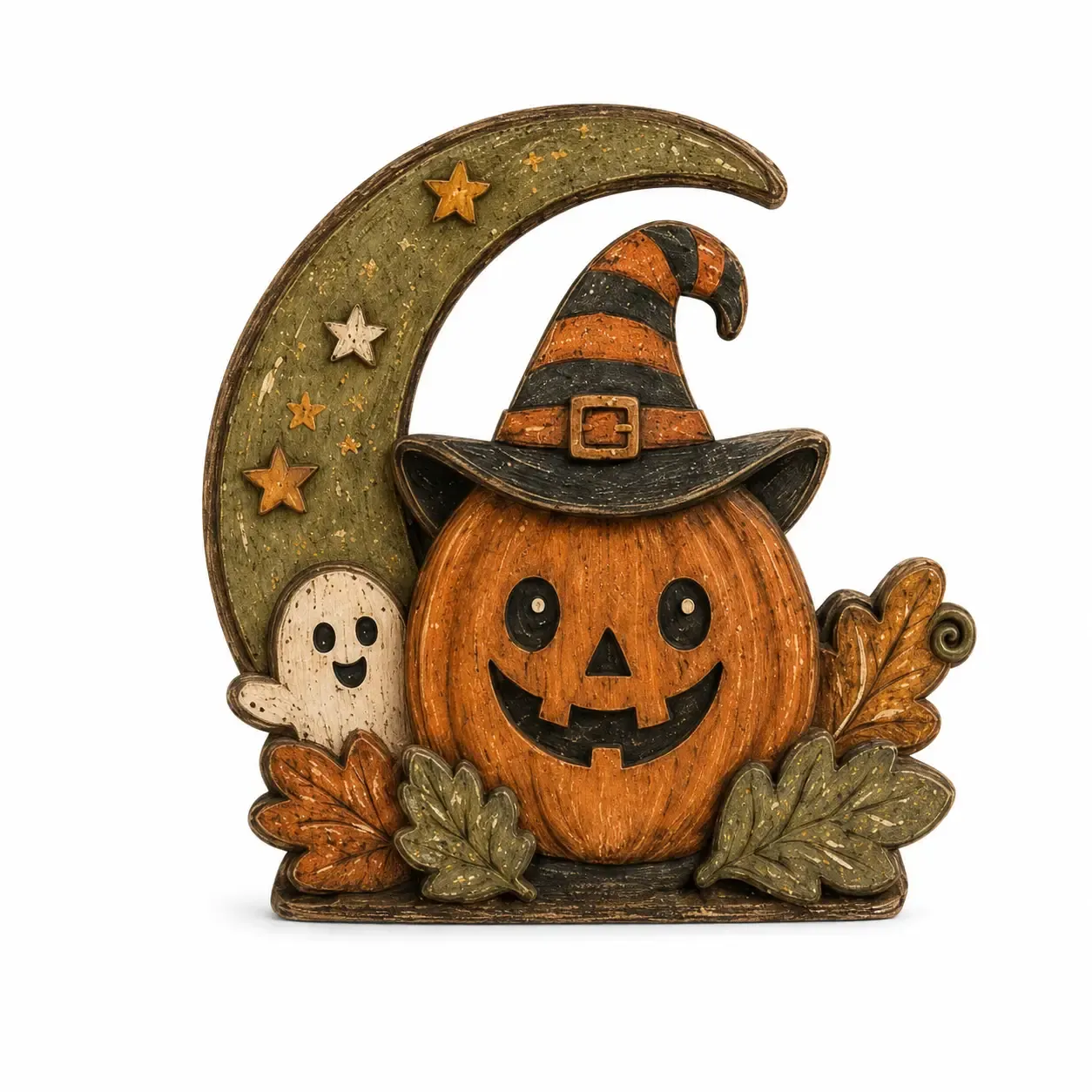 Halloween Wooden Table Decor Pumpkin Moon Display