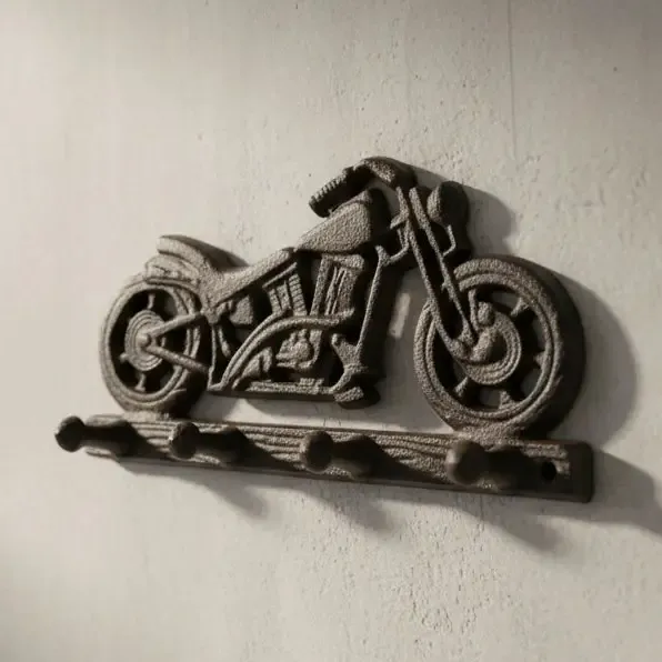 Motorcycle Wall Hook, Cast Iron Garage or Man Cave For Coats or Keys, 8.2"
