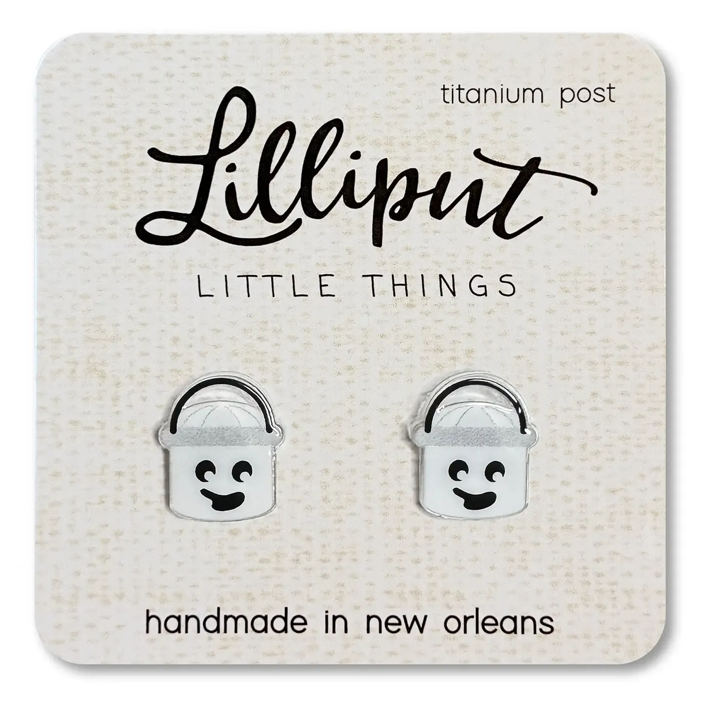 Retro Treat Bucket Earrings - Ghost // Halloween Earrings