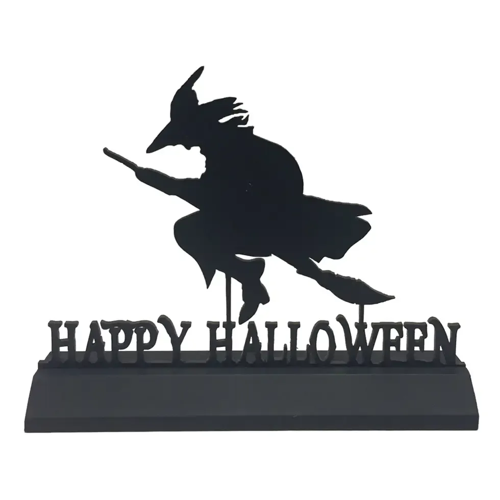 Happy Halloween Witch Wooden Silhouette Tabletop Décor, 11"