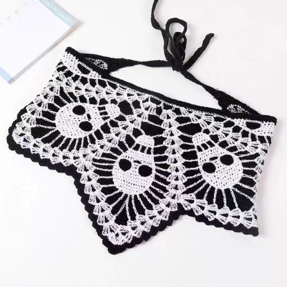 Large Skull Knitted Triangle Bandana Headband