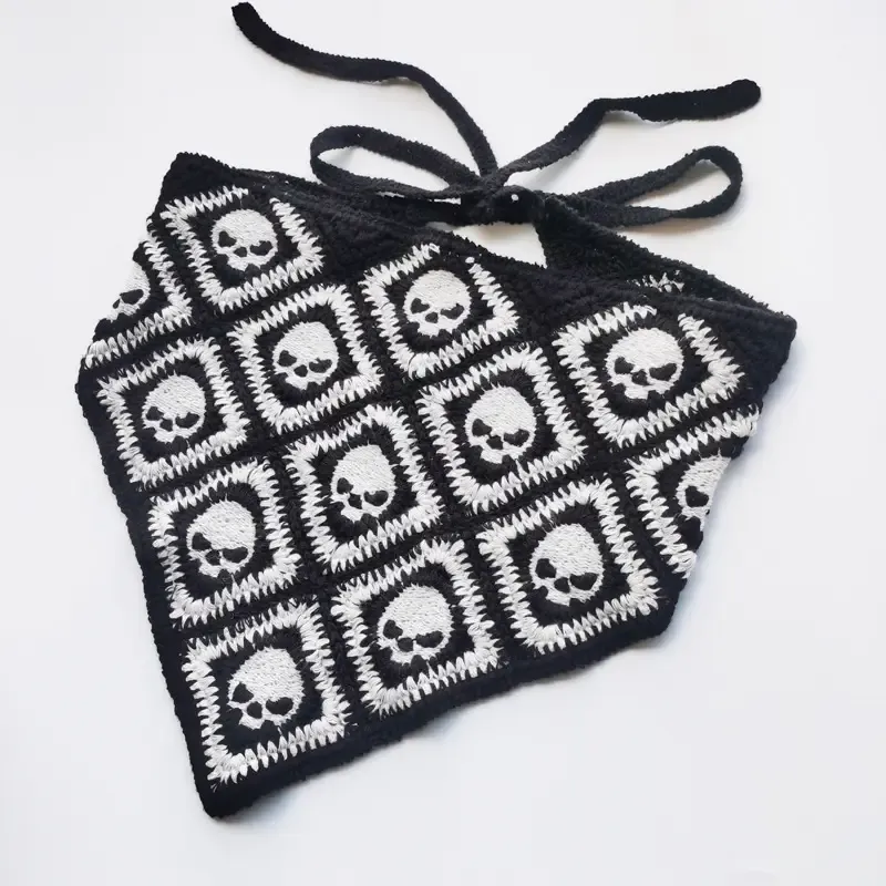Multiple Skulls Knitted Triangle Bandana Headband
