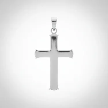 Stainless Steel Cross Pendant Stainless Steel Rounded Box Chain 26"