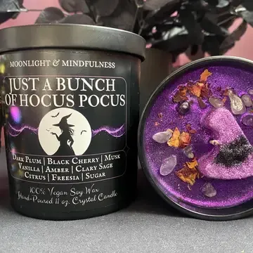 Hocus Pocus 100% Soy Wax Crystal Candle, Witch Hat, Vegan