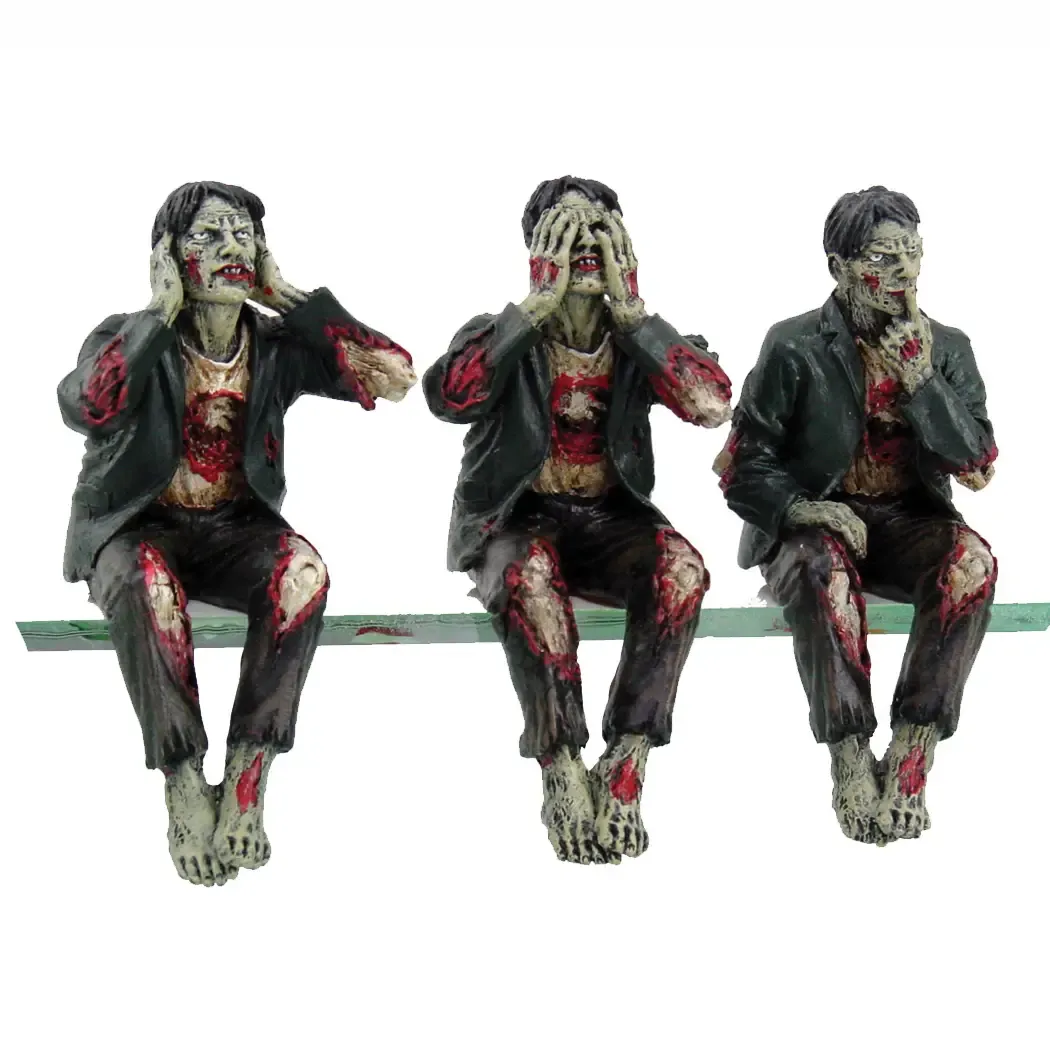Zombie Hear, See and Speak No Evil Shelf Sitters