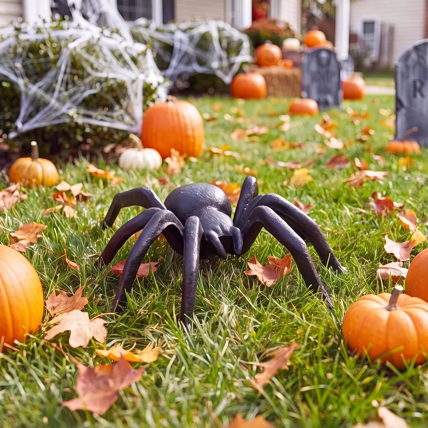 Spider Figurine, Black Cast Iron Halloween Decor, 6.5"