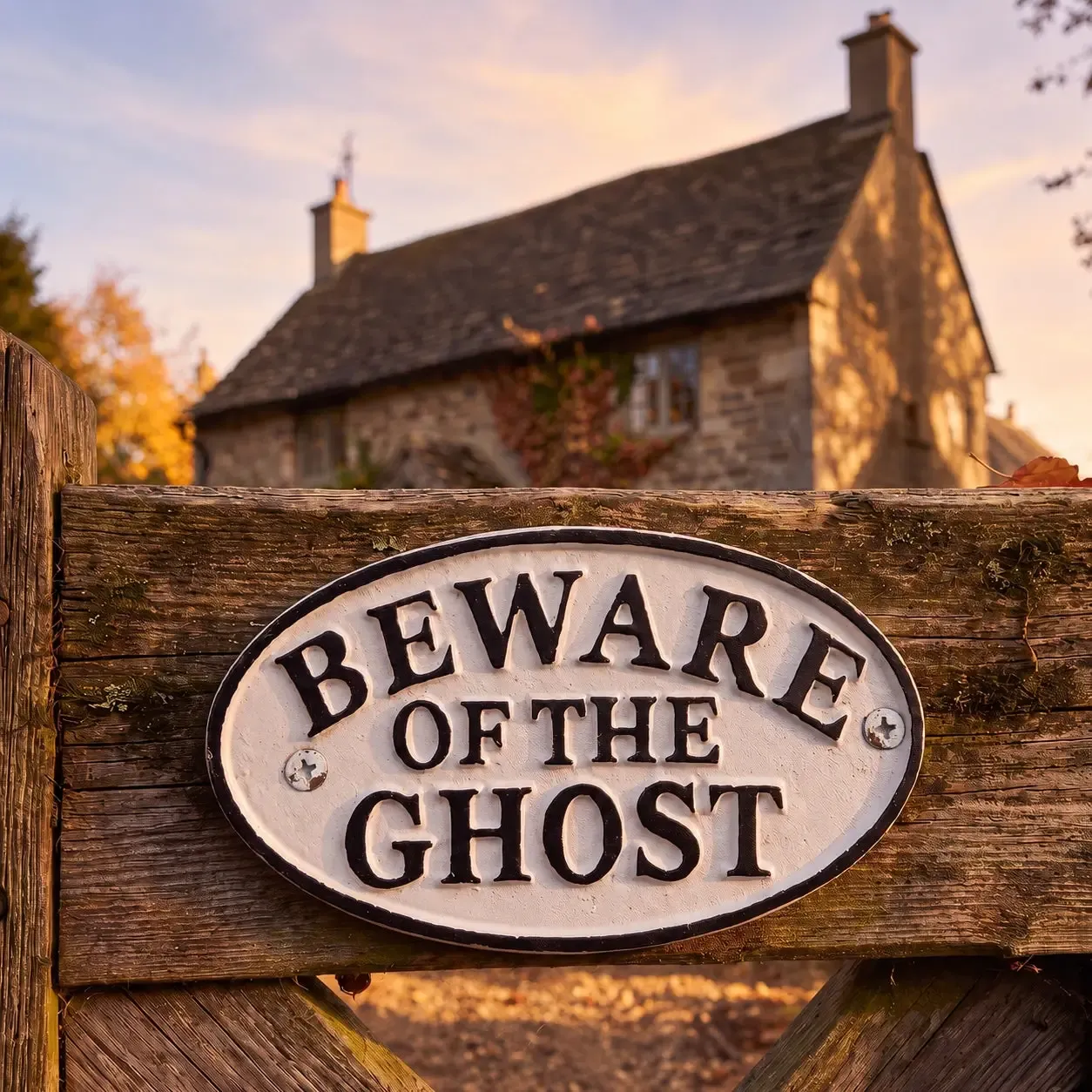 Beware of the Ghost Wall Sign, Cast Iron, Halloween Decor, 6.5"