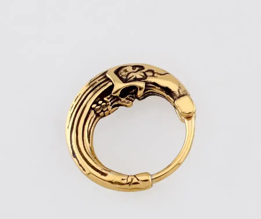 Pair Gold Gothic Lunar Solar Skull Crescent Frame 316L Surgical Steel